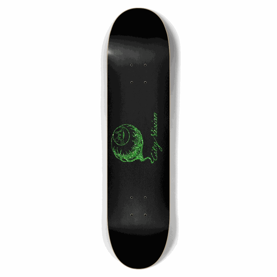 Black and Green Glitter Logo 7.62 City Vision Skateboards