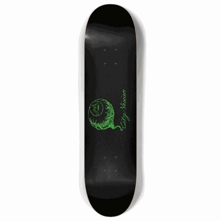 Skateboard - Black and Green Glitter Logo 8.00 by City Vision Skateboards (8.00)