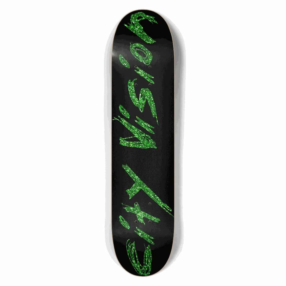 Black and Green Glitter Name 7.50 City Vision Skateboards