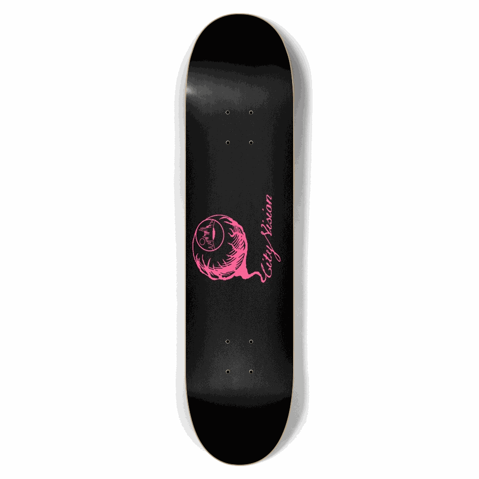 Black and Hot Pink Logo 7.62 City Vision Skateboards