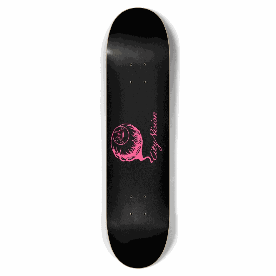 Black and Hot Pink Logo 7.75 City Vision Skateboards