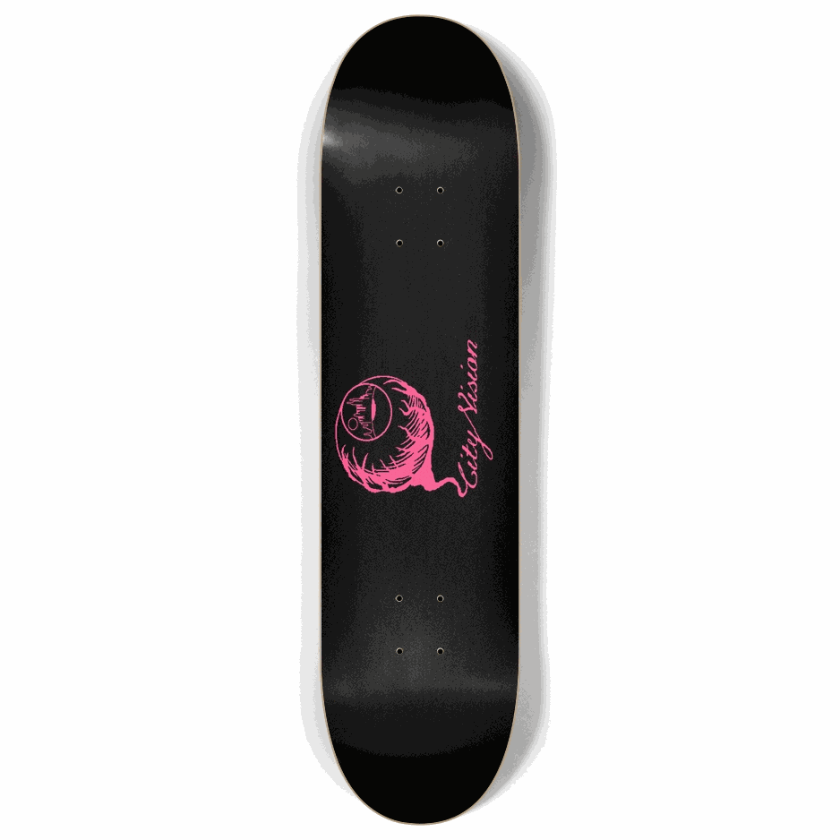 Skateboard - Black and Hot Pink Logo 8.00 by City Vision Skateboards (8.00)