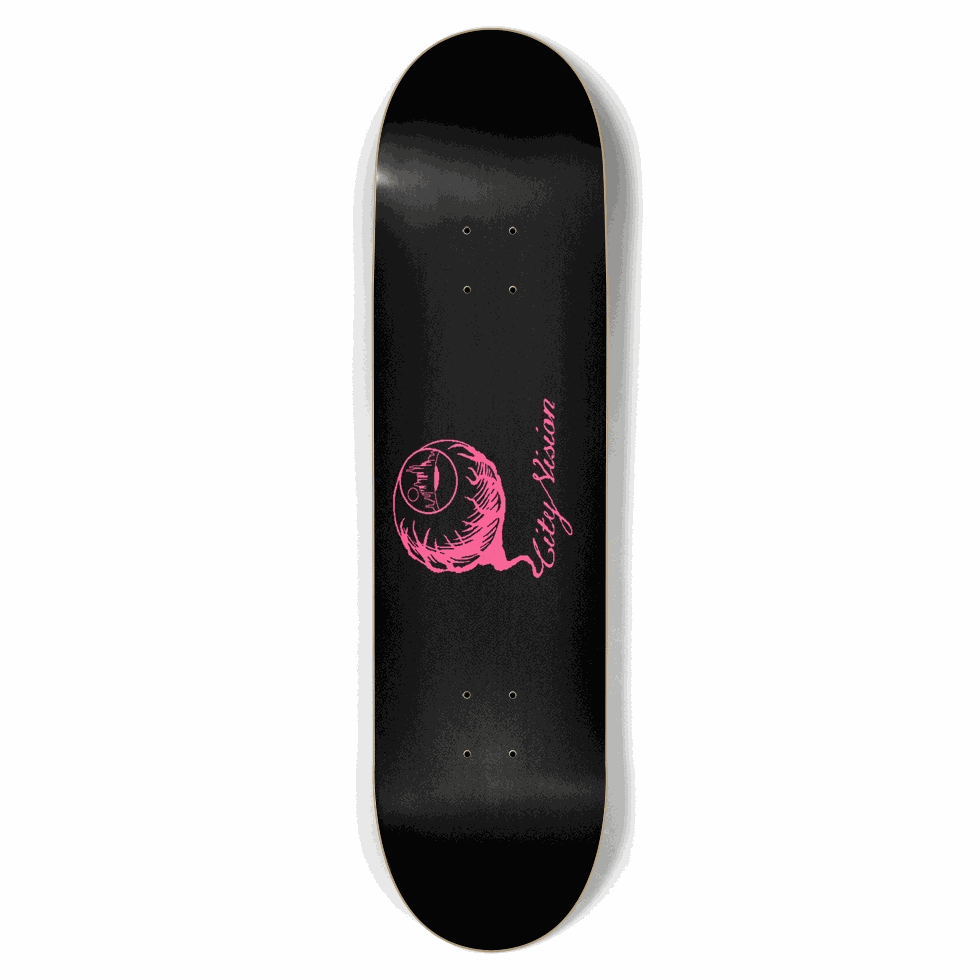 Black and Hot Pink Logo 8.50 City Vision Skateboards