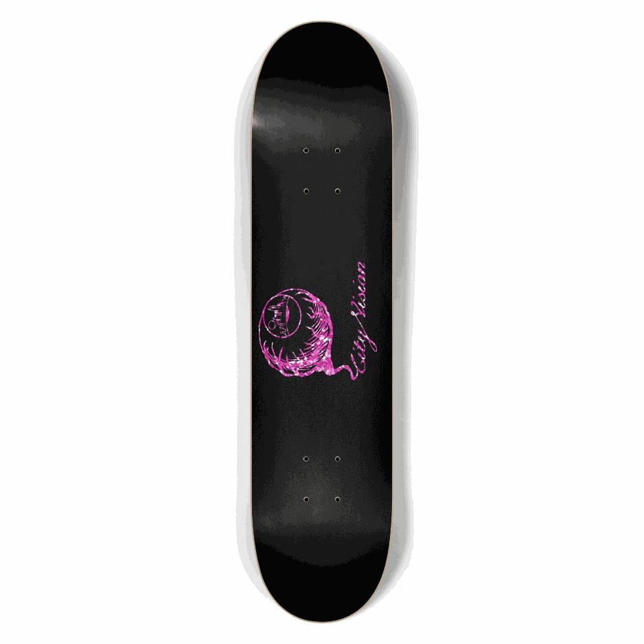 Black and Pink Glitter Logo 7.50 City Vision Skateboards
