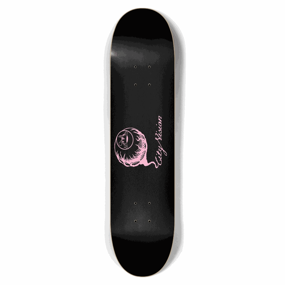 Black and Pink Logo 7.62 City Vision Skateboards