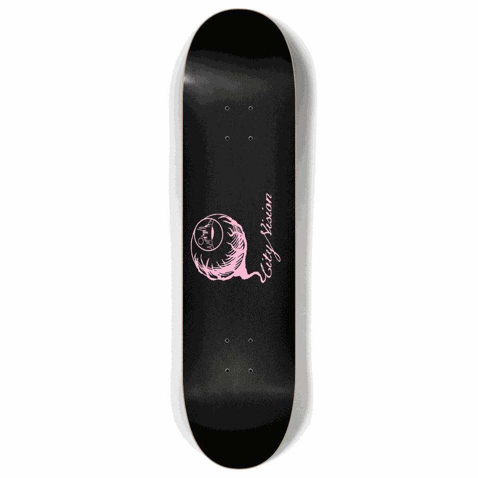 Skateboard - Black and Pink Logo 8.00 by City Vision Skateboards (8.00)