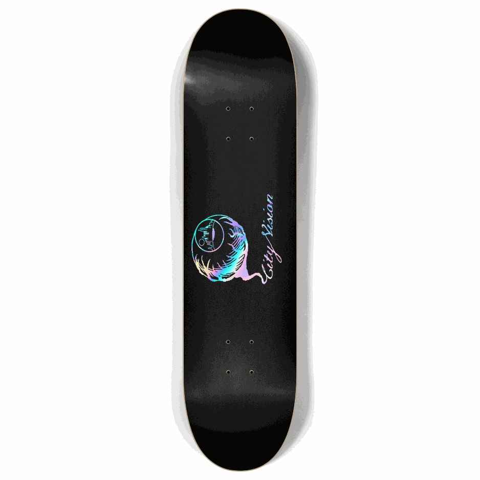 Skateboard - Black and Rainbow Logo 8.00 by City Vision Skateboards (8.00)
