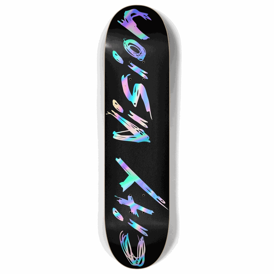 Skateboard - Black and Rainbow Name 8.00 by City Vision Skateboards (8.00)