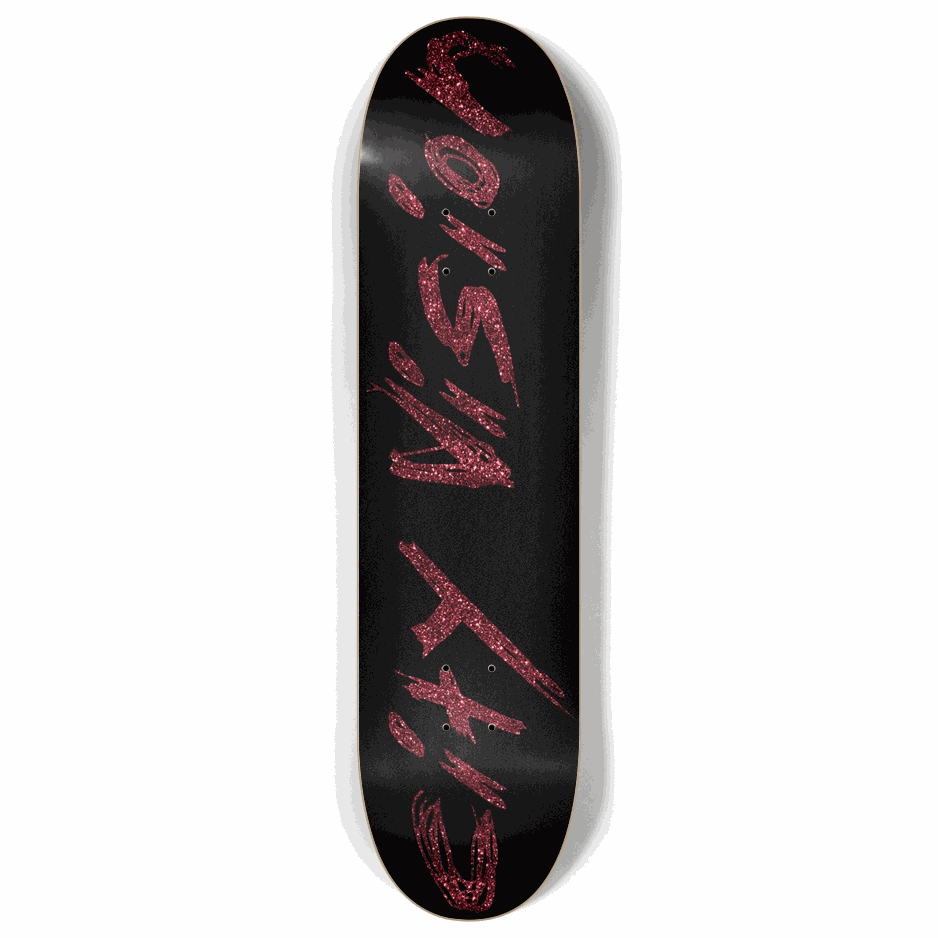 Skateboard - Black and Red Glitter Name 8.00 by City Vision Skateboards (8.00)