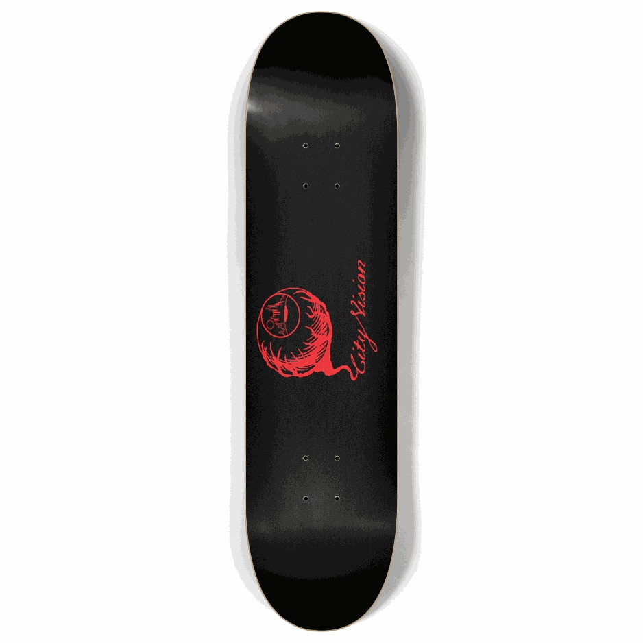 Skateboard - Black and Red Logo 8.00 by City Vision Skateboards (8.00)