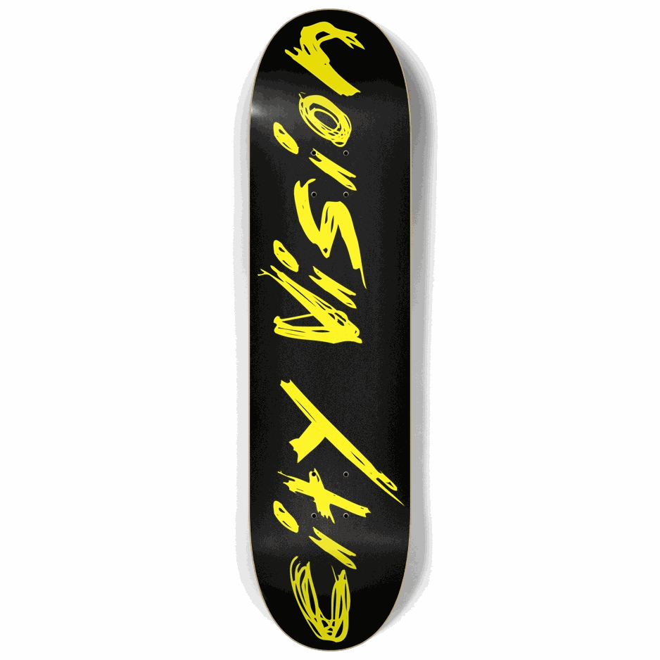 Black and Yellow Name 8.25 City Vision Skateboards