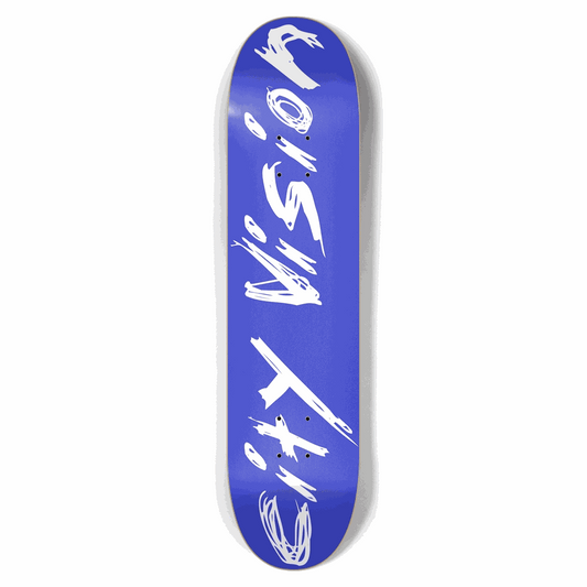 Blue and White Name 7.62 City Vision Skateboards  City Vision Skateboards 7.62