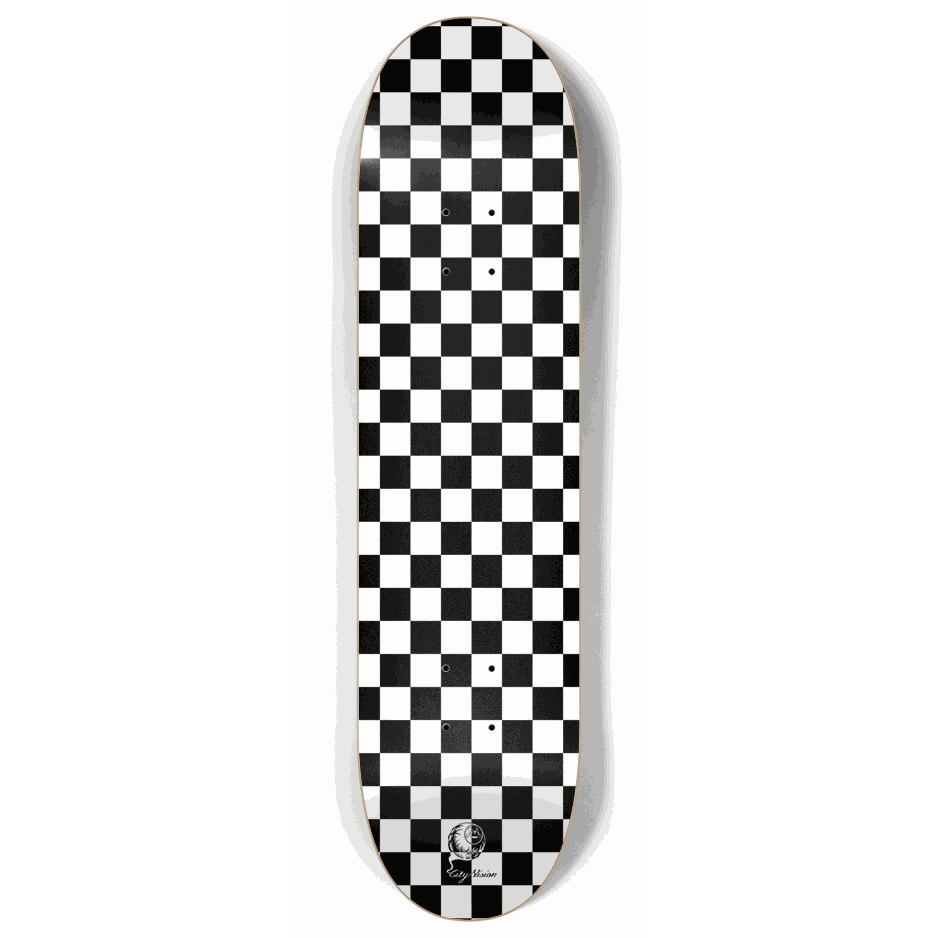 Skateboard - Checkered White 8.00 by City Vision Skateboards (8.00)