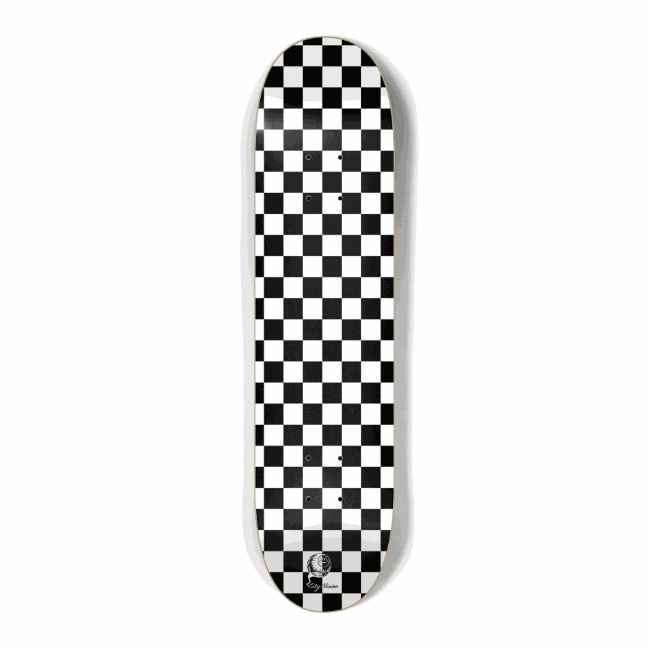 Checkered White Mini 7.25 City Vision Skateboards