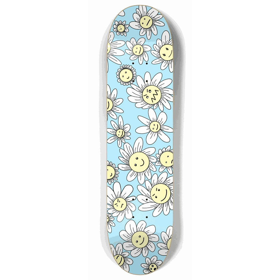 Skateboard - Flower Frenzy (Blue) 8.00 by City Vision Skateboards (8.00)