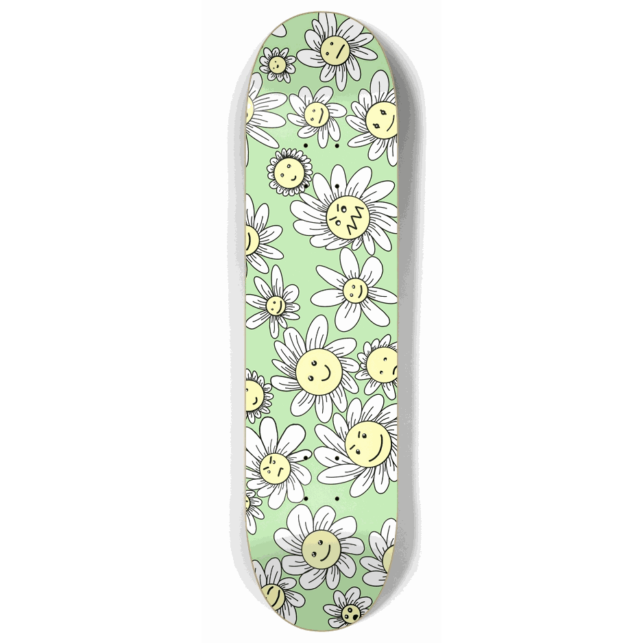 Skateboard - Flower Frenzy (Green) 8.00 by City Vision Skateboards (8.00)
