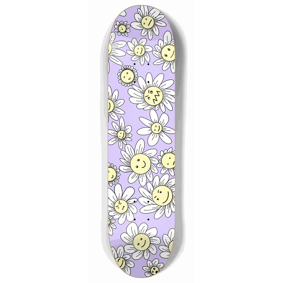 Skateboard - Flower Frenzy (Purple) 8.00 by City Vision Skateboards (8.00)