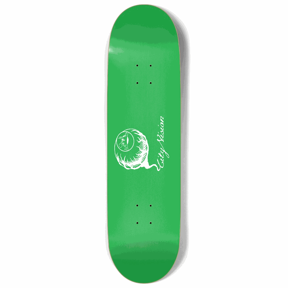 Green and White Logo 9.00 City Vision Skateboards  City Vision Skateboards 9.00