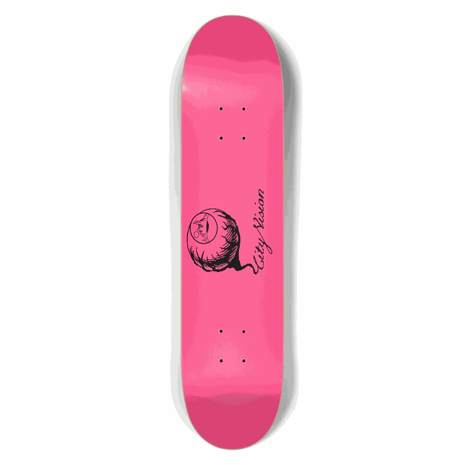 Hot Pink and Black Logo 7.50 City Vision Skateboards  City Vision Skateboards 7.50