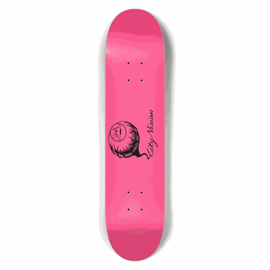 Hot Pink and Black Logo 7.50 City Vision Skateboards  City Vision Skateboards 7.50