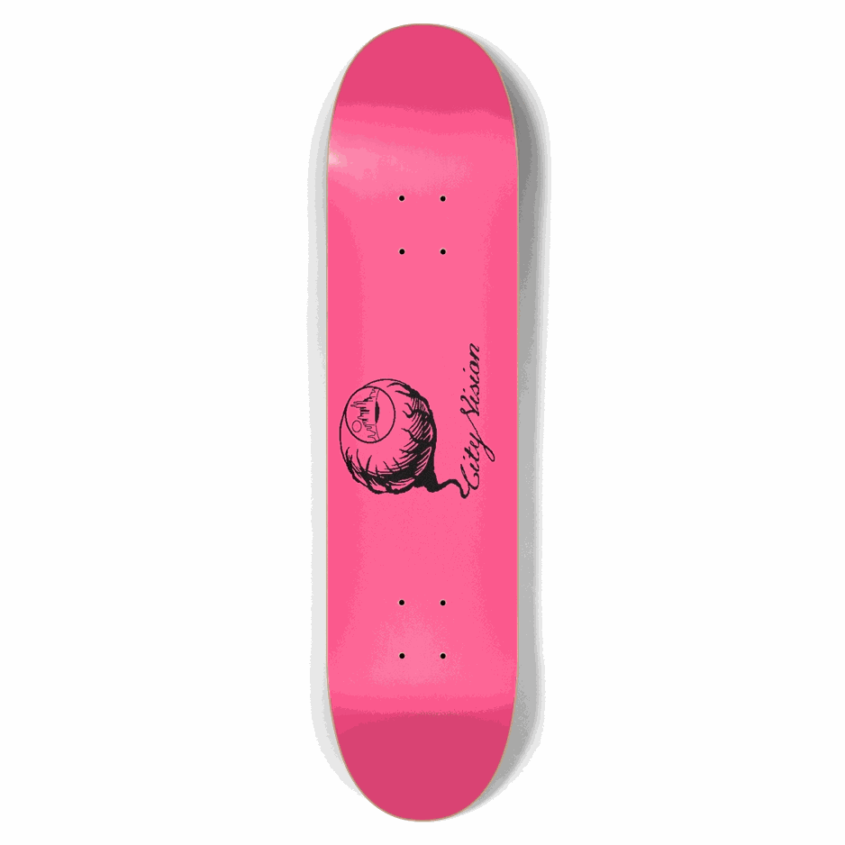 Hot Pink and Black Logo 7.62 City Vision Skateboards  City Vision Skateboards 7.62