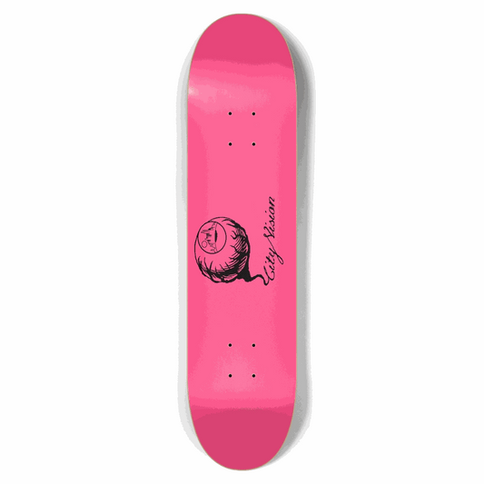 Hot Pink and Black Logo 7.62 City Vision Skateboards  City Vision Skateboards 7.62