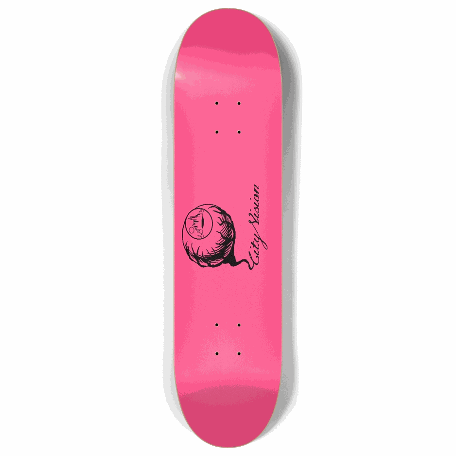 Hot Pink and Black Logo 8.00 City Vision Skateboards  City Vision Skateboards 8.00