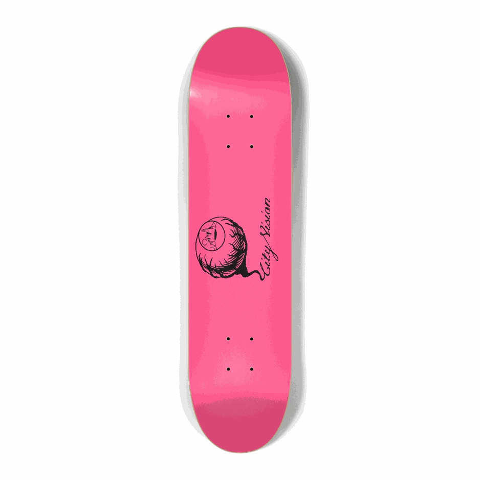 Hot Pink and Black Logo Mini 7.25 City Vision Skateboards  City Vision Skateboards 7.25