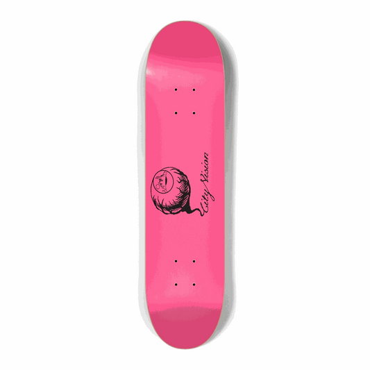 Hot Pink and Black Logo Mini 7.25 City Vision Skateboards  City Vision Skateboards 7.25