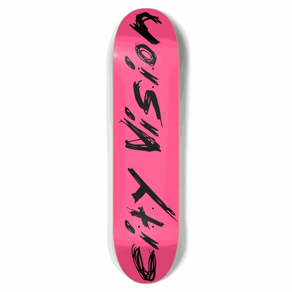 Hot Pink and Black Name 7.62 City Vision Skateboards  City Vision Skateboards 7.62