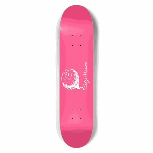 Hot Pink and White Logo 7.50 City Vision Skateboards  City Vision Skateboards 7.50