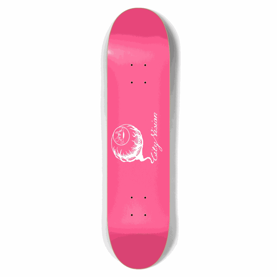 Hot Pink and White Logo 7.62 City Vision Skateboards  City Vision Skateboards 7.62