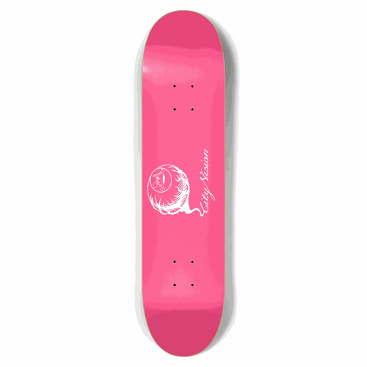 Hot Pink and White Logo 7.62 City Vision Skateboards  City Vision Skateboards 7.62