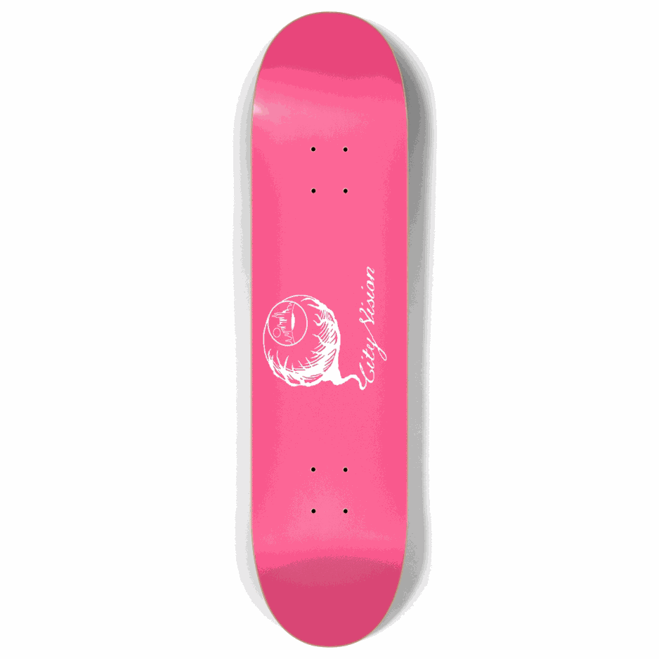 Hot Pink and White Logo 8.00 City Vision Skateboards  City Vision Skateboards 8.00