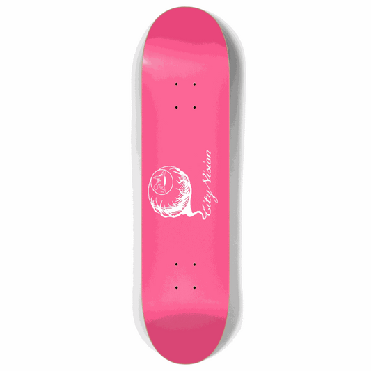 Hot Pink and White Logo 8.00 City Vision Skateboards  City Vision Skateboards 8.00