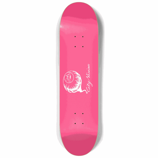 Hot Pink and White Logo 8.25 City Vision Skateboards  City Vision Skateboards 8.25