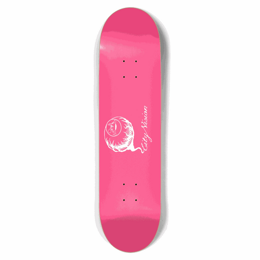 Hot Pink and White Logo 8.50 City Vision Skateboards  City Vision Skateboards 8.50