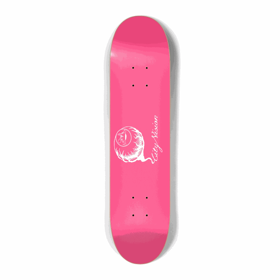 Hot Pink and White Logo Mini 7.25 City Vision Skateboards  City Vision Skateboards 7.25