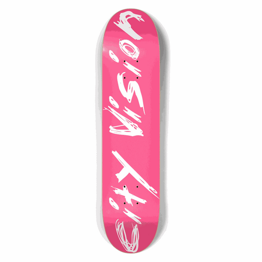 Hot Pink and White Name 7.50 City Vision Skateboards  City Vision Skateboards 7.50