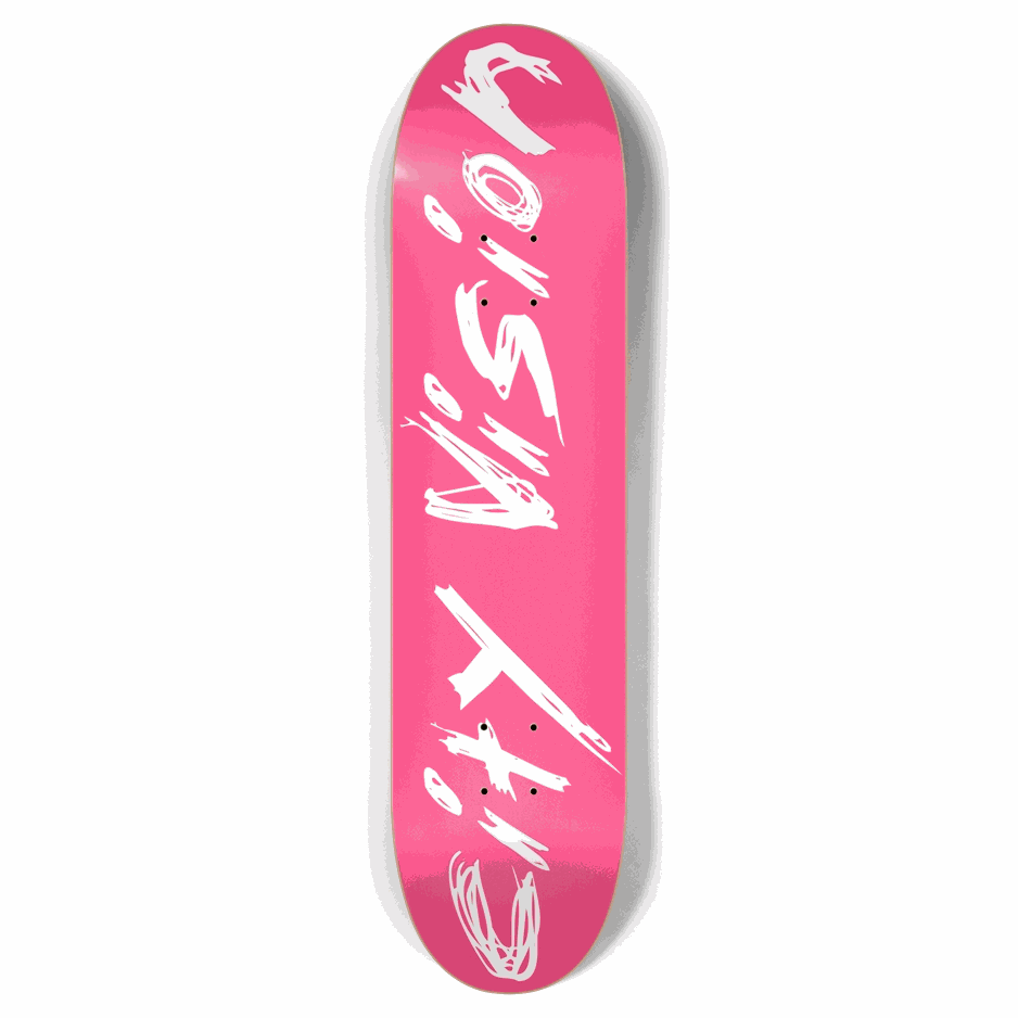 Hot Pink and White Name 7.87 City Vision Skateboards  City Vision Skateboards 7.87