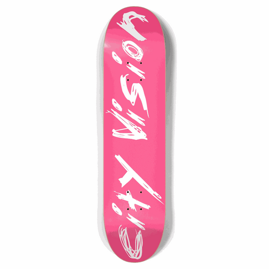 Hot Pink and White Name 7.87 City Vision Skateboards  City Vision Skateboards 7.87
