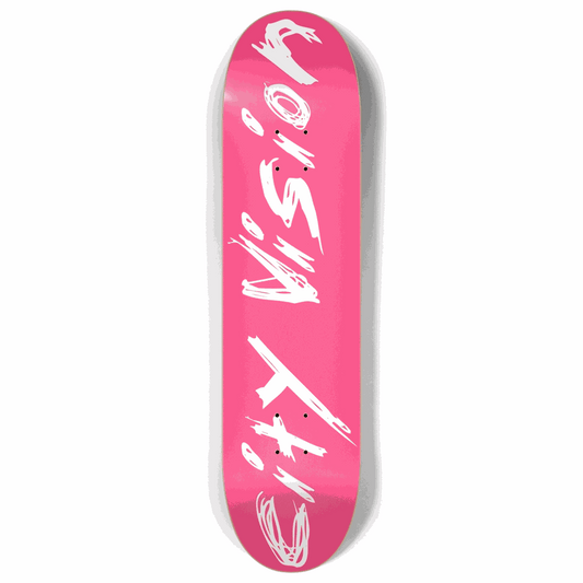 Hot Pink and White Name 8.00 City Vision Skateboards  City Vision Skateboards 8.00