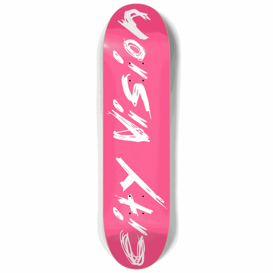Hot Pink and White Name 8.25 City Vision Skateboards  City Vision Skateboards 8.25