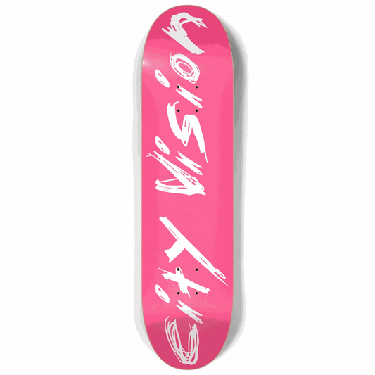 Hot Pink and White Name 8.25 City Vision Skateboards  City Vision Skateboards 8.25