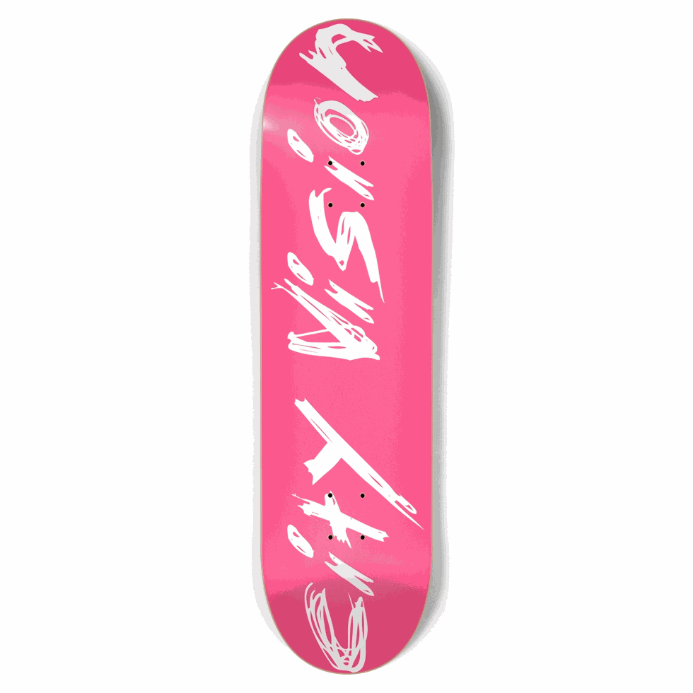 Hot Pink and White Name 8.75 City Vision Skateboards  City Vision Skateboards 8.75