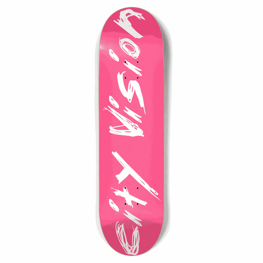 Hot Pink and White Name 8.75 City Vision Skateboards  City Vision Skateboards 8.75