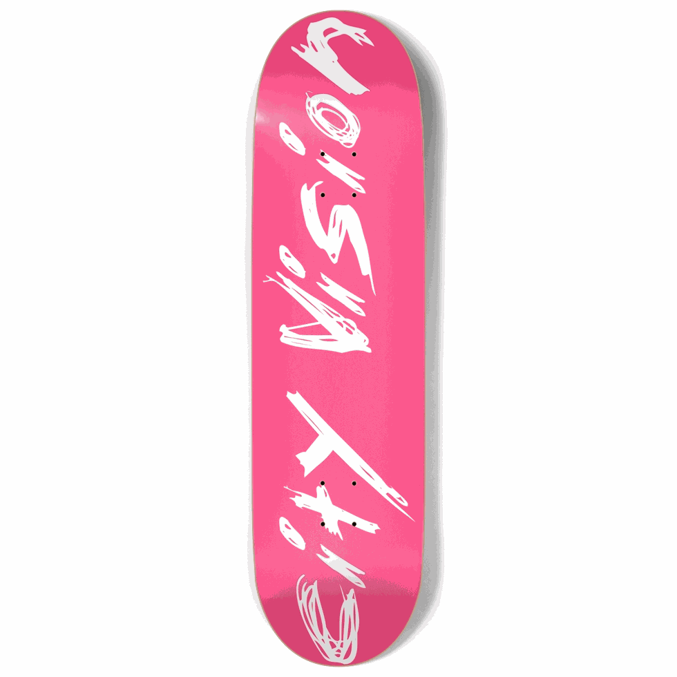 Hot Pink and White Name 9.00 City Vision Skateboards  City Vision Skateboards 9.00