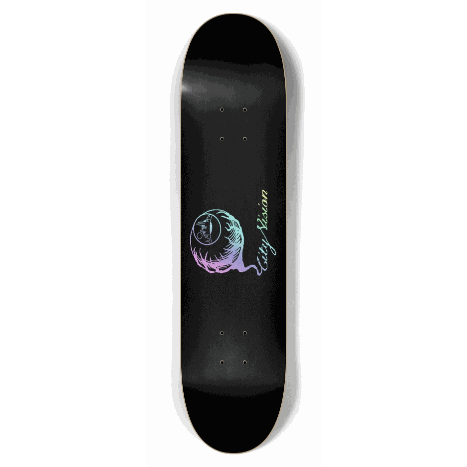 Logo Light Rainbow Glitter Black 7.62 City Vision Skateboards