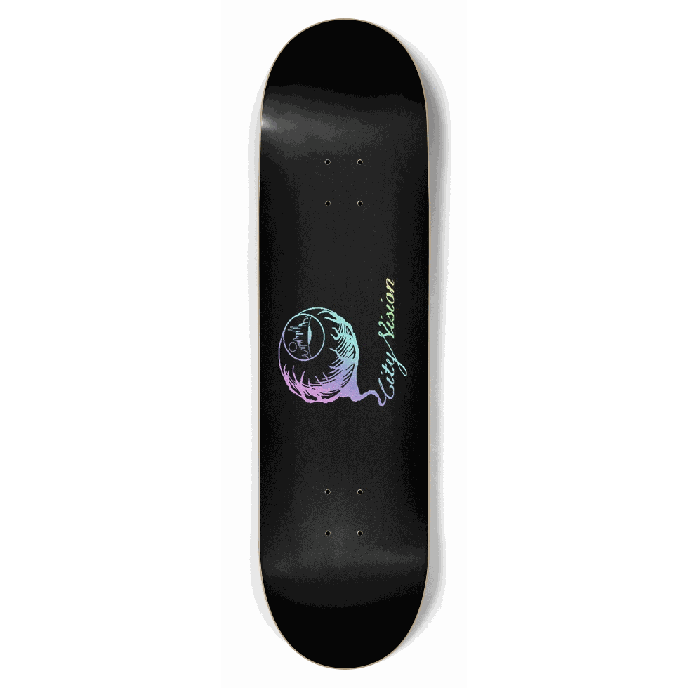 Logo Light Rainbow Glitter Black 8.75 City Vision Skateboards