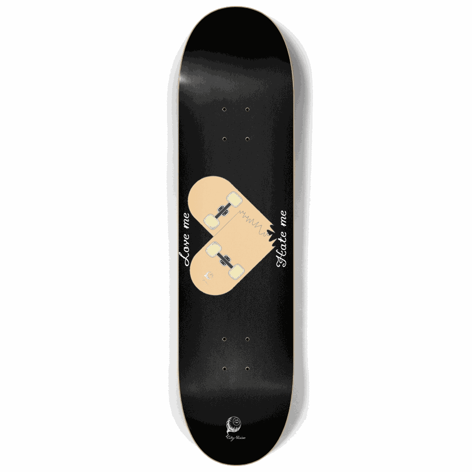 Love Hate Black 8.25 City Vision Skateboards  City Vision Skateboards 8.25